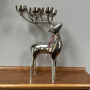 Pottery Barn reindeer candelabra.  Holds small ball candles or tea lights.